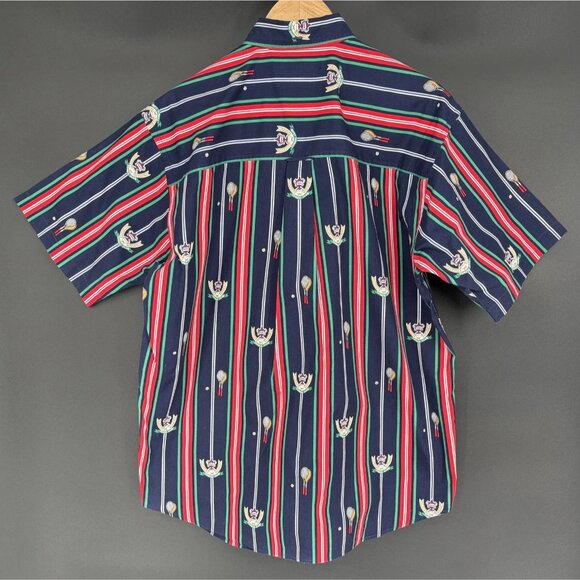 Gant Salty Dog Men's Imperial Poplin Striped Tennis Club Shirt M Navy Novelty - Picture 2 of 8